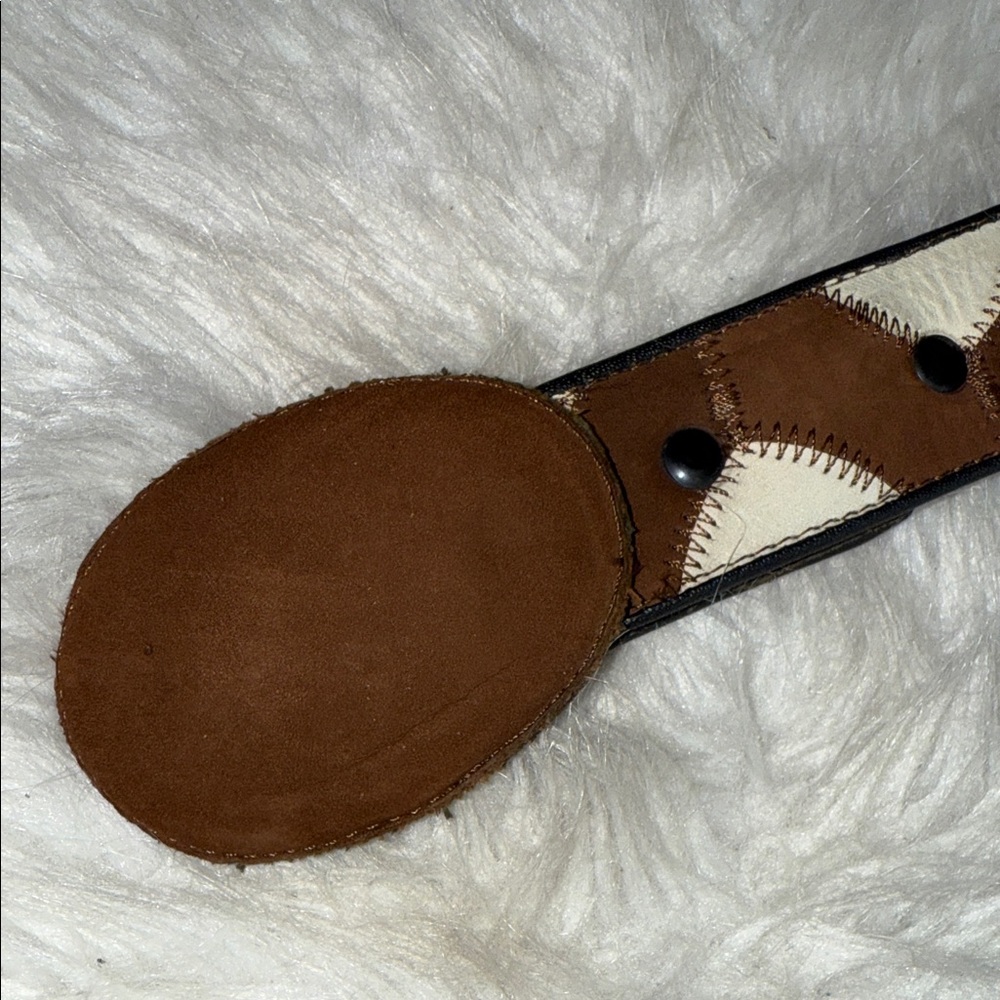 Two Tone Suede Patchwork Belt Unique Fun Rare Sta… - image 6